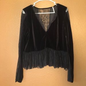 Free People - Black and lace long sleeve top